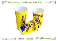 Cold Paper Cups 16 Ounce  Yellow / Blue Cartoon Logo Printed with double PE coated for cold drink ,cole supplier