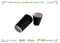 16OZ / 12oz Ripple Paper Cups  Insulated Corrugated Paper Brown Black Printed supplier