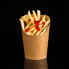 Custom Logo Fast Food Disposable French Fries Kraft Paper Cups Potato Chips paper container For Snack supplier