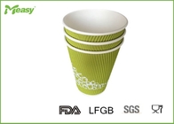 12oz Green Ripple Paper Cups , Paper Coffee Cups For Cafe , Hotel , Restaurant supplier