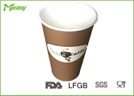16OZ Dark Brown personalized paper coffee cups Logo Flexo Graphic Printing supplier