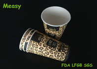 Leopard Print Disposable Hot Paper Cups For Cafe Store / Restaurant supplier