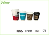 Double wall disposable coffee cups with Lids , double wall hot drink paper cups heat insulation supplier