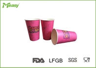 16 Oz Pink Color Single Wall Paper Cups , Strong Disposable Coffee Cups Thick Paper supplier