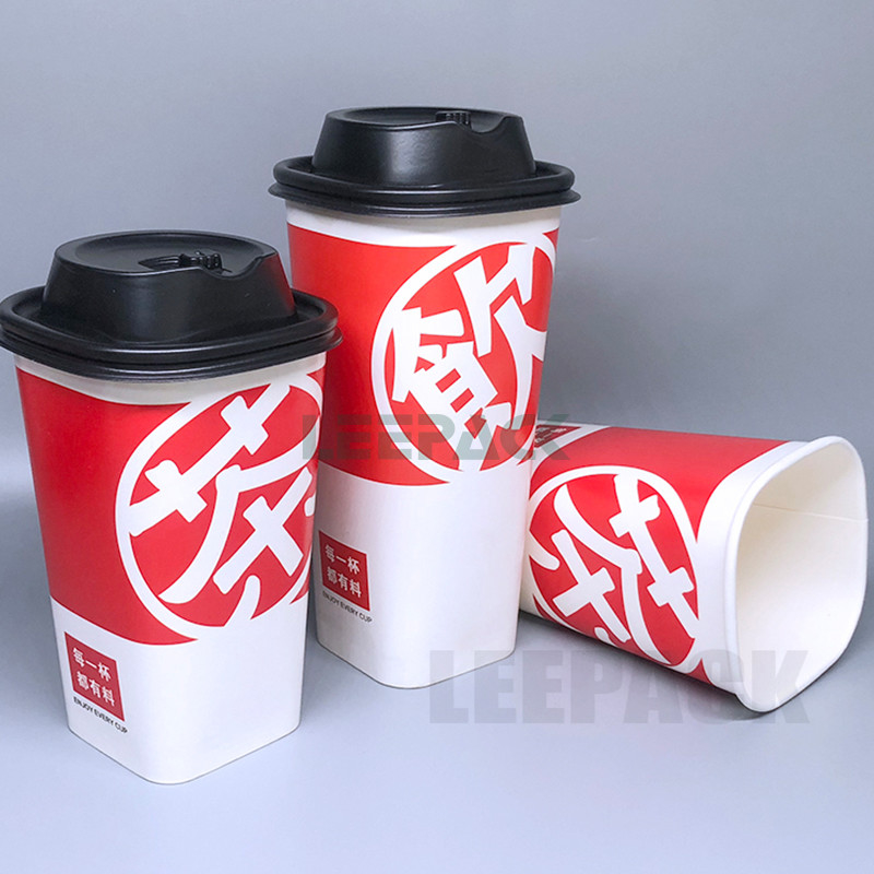 12/16/22oz Disposable square paper cup single PE coated hot paper cup ,for drinking ,coffee or snack supplier