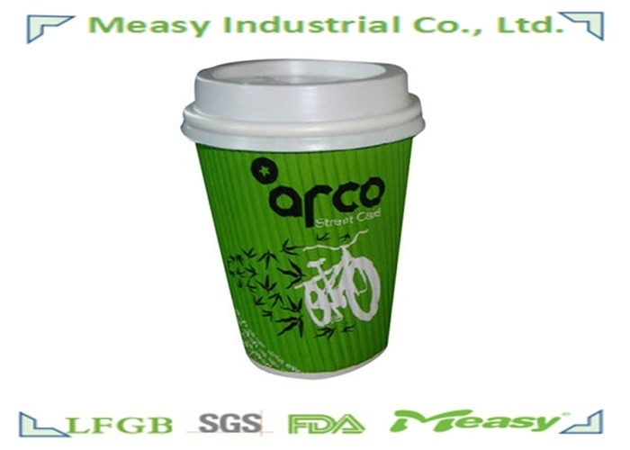 8 Ounce Green Black Ripple Wall Hot Drinking Paper Cup Good Insulation supplier
