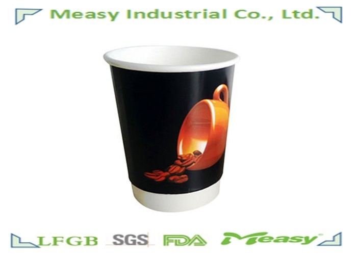 8OZ , 300CC , Personalized Printed Coffee Paper Cups Good Insulation Black supplier