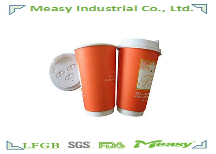 Double wall disposable coffee cups With PS lids , Take away Coffee Cups supplier