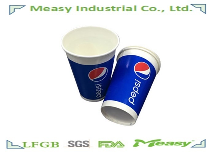 Customized 10oz Pepsi Cola Paper Cold Cups With Plastic Flat Lid To Match supplier