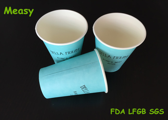 12OZ Teal Color Hot Paper Cups With Black Letter Printings , Takeaway Coffee Cup supplier