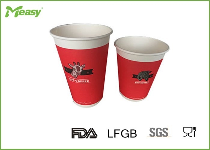 Red 12oz  Various sizes Single Wall Paper Cups for hot coffee , custom color supplier