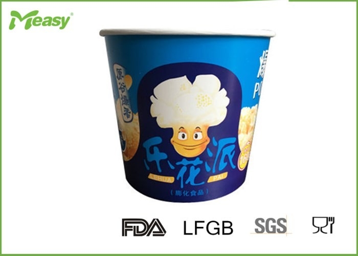 Blue Color 85oz Disposable paper popcorn cups For Cinema Watching Movie supplier