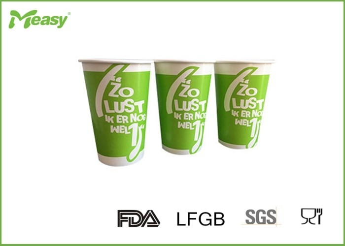 Bright Green Cold Paper Cups , Logo custom printed paper cups take away supplier