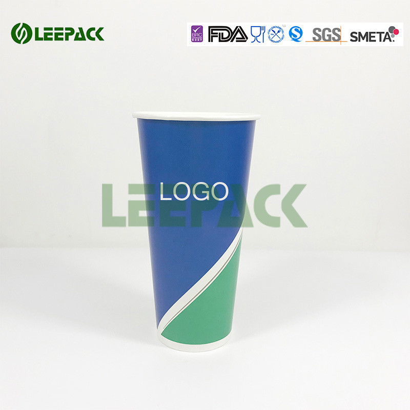 32oz large capacity Disposable Cold drink Paper Cups With Personlised Brand Printed No Melting double PE coated supplier
