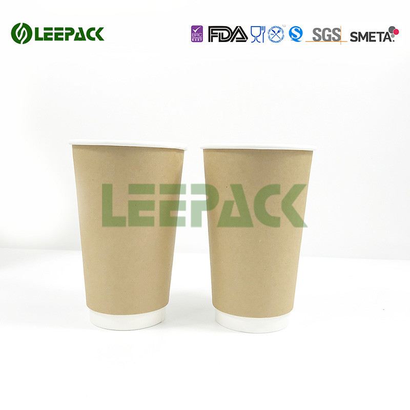Double Wall Customized Kraft Paper Cups Small/Medium/Large Size For Coffee Wholesale supplier